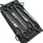 7.0in Titanium Professional Dog Grooming Scissors Set,Straight & Thinning & Curved Scissors 4pcs Set for Dog Grooming (Bright Black) 7.0in Titanium Professional Dog Grooming Scissors Set,Straight & Thinning & Curved Scissors 4pcs Set for Dog Grooming (Bright Black)