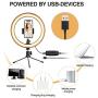 Powsure 10" LED Ring Light with Tripod Stand & Phone Holder for Selfie, Makeup，Live Streaming & YouTube Video, Dimmable Desk Ringlight Kit for Photography with 3 Light Modes&10 Brightness Level