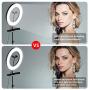 Selvim 10  Selfie Ring Light with Tripod ＆ 3 Cellphone Holders for Live Stream/Makeup/Selfie, 128 LED Bulbs 3 Light Modes 10-Level Brightness 360° Rotating, with Bluetooth Remote Control