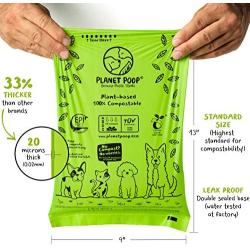 Compostable Dog Poop Bag, Biodegradable Poop Bags for Dogs. Pet Waste Bags 9x13 Inches on Refill Rolls. Premium Thickness, Leak-Proof, Unscented. Highest ASTM D6400. Pet Supplies Support Doggie Rescue