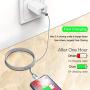 Cell Phone Charger, Takya Charging Cord 16FT/5M Nylon Braided High Speed Connector USB Cable Charger Cord Compatible with Phone XS/XR/X / 8/8 Plus / 7/7 Plus / 6/6 Plus and More(Silver)