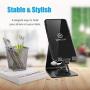 Phone Stand, WixGear Premium Phone Holder for iPhones, Android Smartphones & Mini Tablets –Sturdy Metal Phone Stand for Desk with Smart Cord Holder System