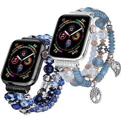 V-MORO Bracelet Compatible with Apple Watch Bands 40mm/38mm Women Fashion Handmade Elastic Stretch Beads Strap Replacement for iWatch Series 4/3/2/1 38mm/40mm 2 Pack