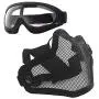 Anyoupin Airsoft Mask and Goggles Set Adjustable Metal Steel Mesh Half Face Mask with Ultra-Violet Protective Outdoor Glasses Goggles for Paintball Shooting Cosplay War Game