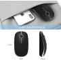 Rechargeable Wireless Mouse, Jelly Comb 2.4G Slim Optical Mice - Less Noise, 3 Adjustable DPI, Portable Mobile Wireless Mouse for Notebook, PC, Laptop, Computer, MacBook (Black and Silver)