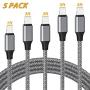 iPhone Charger Cable, MFi Certified Lightning Cable 5Pack 1ft/3ft/3ft/5ft/5ft Nylon Braided High Speed iPhone Charging Cord Compatible with iPhone 11/11 Pro/X/XS/XR/XS Max/SE/8/8P/7/7P/6S/6/5 iPad