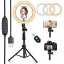 Ring Light,10.2" LED Ring Light with Stand and Phone Holder,Adjustable Bracket(16.56 to 53.5),3 Light Modes 10 Brightness,Selfie Dimmable Ringlight for YouTube Video/Live Stream/Makeup/Photography