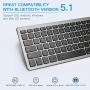 Rechargeable Multi-Device Bluetooth Keyboard with Numeric Keypad for MacBook iPad, JACKYLED Full Size Wireless Bluetooth Keyboard Compatible with MacOS iOS Windows Android Laptop Tablet Smartphone