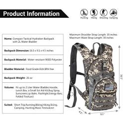 SHARKMOUTH Tactical MOLLE Hydration Pack Backpack 900D with 2L Leak-Proof Water Bladder, Keep Liquids Cool for Up to 4 Hours, Daypack for Hiking, Cycling, Running, Hunting, USA Flag Patch