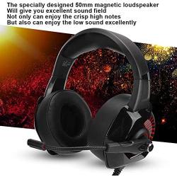 Tosuny Gaming Headset, ABS Gaming Headset Lighting Headphone with Microphone, Gaming Headset Over Ear Headphone with Soft Breathable Earmuffs for Mobile Phone Computer(Black)