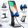 Cell Phone Stand - Fully Foldable Mobile Phone Stand Holder for Desk - Adjustable Height and Angle Smartphone Dock Bracket Compatible with iPad, cell phones, Tablet, Kindle, and more