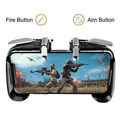 Trunple PUBG Mobile Game Controller,Shooter Sensitive, Aim Trigger Controller, Ergonomic Gamepad with Cooling Fan, Portable USB Charger, Mobile Controller L1R1, Supports 4.5-6.5 Inch Smartphone （Black）