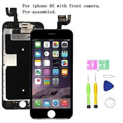 Screen Replacement Compatible with iPhone 6S 4.7 inch Full Assembly - LCD 3D Touch Display Digitizer with Ear Speaker, Sensors and Front Camera, Fit Compatible with All iPhone 6s (Black)