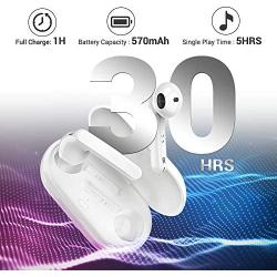 True Wireless Earbuds, HalfEars T15 Upgraded Bluetooth 5.0 Earbuds Stereo Premium Sound 30H Playtime, TWS Wireless Earbuds with Charging Case, Waterproof in Ear Headphones with Mic for Home and Gym