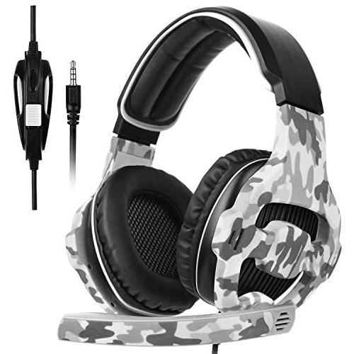 Gaming Headset for PS4, PC, Xbox One, Surround Sound Over-Ear Headphones with Noise Cancelling Mic, Soft Comfort Earmuffs for Laptop, Mac, Nintendo(Gray)