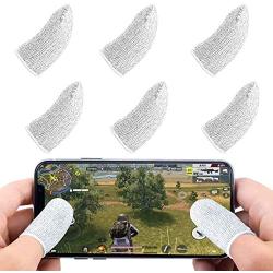 Newseego Mobile Game Controller Finger Sleeve Sets [6 Pack], Anti-Sweat Breathable Full Touch Screen Sensitive Shoot Aim Joysticks Finger Set for PUBG/Knives Out/Rules of Survival-White