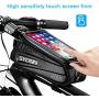 SYOSIN Bike Phone Front Frame Bag,Waterproof Bicycle Phone Mount Bag with Touch Screen Rain Cover Large Capacity Phone Case Compatible with iPhone 7 8 Plus xs max for Below 6.5 inches