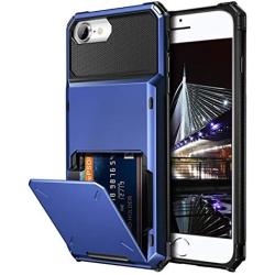 Vofolen for iPhone 6s Case iPhone 8 Wallet iPhone SE 2020 Case Credit Card Holder ID Slot Pocket Dual Layer Protective Bumper Rugged TPU Rubber Armor Hard Shell Cover for iPhone 6 6s 7 8 SE2 Navy Blue