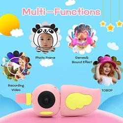 Mini DV Camera,MERLINAE Kids Video 12 MP Digital Camera for Girls 16 GB Card Rechargeable 1080P Toy 2.4 Inch HD Screen Recorder Gifts for 3-12 Years Old Girls Toddlers Pink