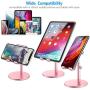 (2020 Upgraded Newest) Tablet Stand, Height Adjustable Desktop Stand Holder, 360° Rotating Aluminum Alloy Cradle Mount Dock for iPhone, Samsung, Smartphone & iPad, Tablet etc (4-10 Screen), Pink