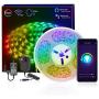 HitLights Smart LED Strip Lights WiFi LED Tape Light Kit, 16.4FT RGB 12V LED Color Changing 5050 Strips Compatible with Alexa, Echo, Google Home, Smart Phone Controlled