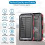 Solar Charger, Benfiss 20000mAh Lit Solar Power Bank with 2 Led Light and Dual 5V USB Output, Waterproof Portable External Backup Battery for Camping，Outdoors