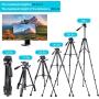 Torjim 60” Camera Tripod with Carry Bag, Lightweight Travel Aluminum Professional Tripod Stand (5kg/11lb Load) with Bluetooth Remote for DSLR SLR Cameras Compatible with iPhone & Android Phone-Black