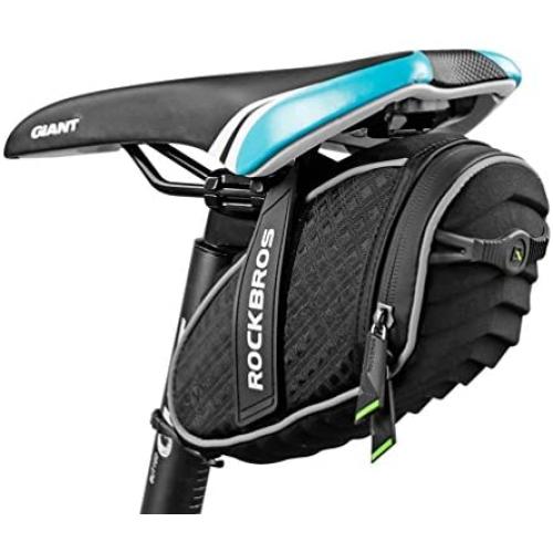 ROCKBROS Bike Seat Bag Waterproof, Bicycle Saddle Bag Under Seat 3D Shell Cycling Seat Pack for Mountain Road Bikes Black