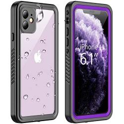 Vapesoon iPhone 11 Waterproof Case, Built-in Screen Protector 360 Full-Body Protection Clear Call Quality Heavy Duty Waterproof Shockproof Cover Case for iPhone 11 2019（6.1 Inch）-Purple