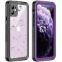 Vapesoon iPhone 11 Waterproof Case, Built-in Screen Protector 360 Full-Body Protection Clear Call Quality Heavy Duty Waterproof Shockproof Cover Case for iPhone 11 2019（6.1 Inch）-Purple