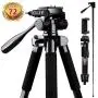 Camera Tripod, FOSITAN 72-inch Compact Travel Tripod with Quick Release Plate and Phone Holder for Camera DSLR Canon Nikon Sony Smartphone Video Tripod with 360° Panorama for Video Shoting Still-Lifes