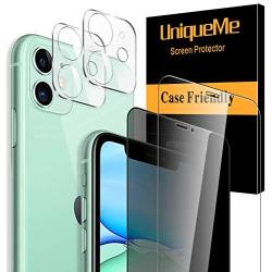 [4 Pack] UniqueMe 1 Pack Tempered Glass Privacy Screen Protector +1 Pack Clear Screen Protector+2 Pack Camera Lens Protector 9H Hardness for iPhone 11 (6.1 inch)