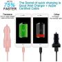 Rose Gold car Charger kit- Tranesca Compatible 4.8A/24W Dual Rapid USB Ports Car Charger with 6FT Nylon Braided MFI (Apple Certified) Lightning Cable