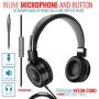 Sonitum On Ear Headphones with Microphone, Wired Head Phones with Volume Control for Computer Ipad Cellphone, Kids Headphones for School, Foldable/Adjustable fit Tangle Free 1.5m Cord, 3.5mm Jack