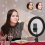 OMID 10"/26cm Ring Light, Upgraded LED Ring Light with Tripod Stand & Phone Holder for Live Stream/Makeup,3 Light / 12 Brightness Dimmable Desk Selfie Ring Lights for Video, Vlog, Photography