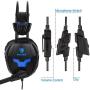 2016 Newest PS4 Headset-SA921 Lightweight Over Ear Stereo Gaming Headphones with Mic, Volume Control for PC MAC Computer iPhone Smart Phone Laptop iPad Mobile(Black Blue)