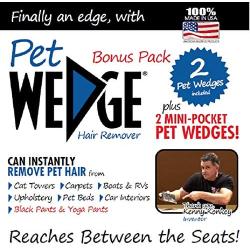 Pet Wedge Hair Remover- 2 Pack Pet Wedge & 2 Free Mini-Pocket Pet Wedge. Bonus Pack