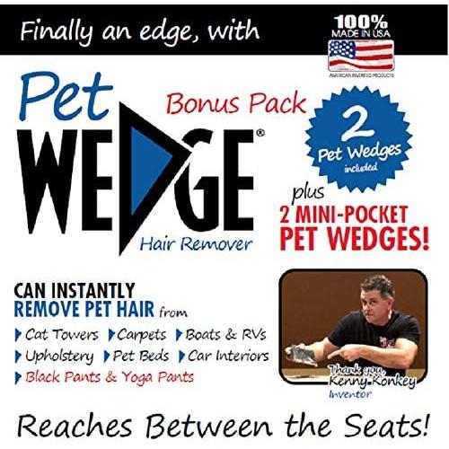 Pet Wedge Hair Remover- 2 Pack Pet Wedge & 2 Free Mini-Pocket Pet Wedge. Bonus Pack