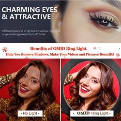 OMID 10"/26cm Ring Light, Upgraded LED Ring Light with Tripod Stand & Phone Holder for Live Stream/Makeup,3 Light / 12 Brightness Dimmable Desk Selfie Ring Lights for Video, Vlog, Photography