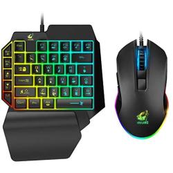 Ergonomic Mobile Phone LED Backlight One-Handed Wired Mouse Gaming Keyboard Set