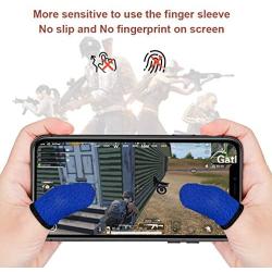 12Pcs Mobile Game Controller Finger Sleeves, Breathable Anti-Sweat Gaming Finger Cot for PUBG/Call of Duty Sensitive Touch Screen Finger Sleeve for Android iSO Phone (Blue)