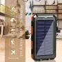 Solar Charger 20000mAh Portable Outdoor Waterproof Solar Power Bank, Camping External Backup Battery Pack Dual 5V USB Ports Output, 2 Led Light Flashlight with Compass (Orange) Solar Charger 20000mAh Portable Outdoor Waterproof Solar Power Bank, Camping External Backup Battery Pack Dual 5V USB Ports Output, 2 Led Light Flashlight with Compass (Orange)