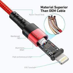 Charging Cable 3 Pack 10FT Charger Cable Nylon Braided USB Fast Charging Cord Compatible with iPhone 11 Pro Max Xs X XR 8 7 6s 6 SE 5 5s 5c iPad iPod and More