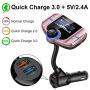 (Upgraded Version) Sumind Car Bluetooth FM Transmitter, Wireless Radio Adapter Hands-Free Kit with 1.7 Inch Display, QC3.0 and Smart 2.4A USB Ports, AUX Output, TF Card Mp3 Player (Rose Gold)