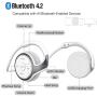 Small Bluetooth Headphones Wrap around Head - Sports Wireless Headset with Built in Microphone and Crystal-Clear Sound, Fold-able and Carried in the Purse, and 12-hour Battery Life, White