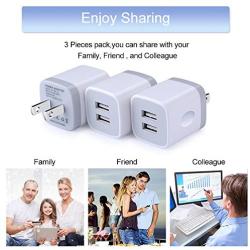 USB Wall Charger,Charging Adapter 3-Pack 2.1A Dual Port USB Wall Charging Plug Block Head Box Travel Charger Cubes Replacement iPhone 11 Pro Max XS XR X 8 7 6 Plus,iPad,iPod,Samsung,LG,Android Phone