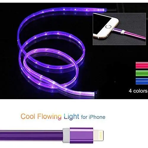 3ft Visible Flowing LED USB Cable Sync Data Fast Charger Cord for iPhone 11/ iPhone Xs MAX/XR/ /8/8 Plus/7/7 Plus/6/6 Plus, iPod and iPad and More-with Cell Phone Finger Ring Stand(Purple 3ft Visible Flowing LED USB Cable Sync Data Fast Charger Cord for iPhone 11/ iPhone Xs MAX/XR/ /8/8 Plus/7/7 Plus/6/6 Plus, iPod and iPad and More-with Cell Phone Finger Ring Stand(Purple