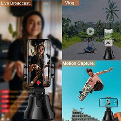 Phone Mount 360°Rotation Auto Face-Object Tracking Smart Shooting Camera Selfie Stick for TikTok/YouTube/Live Stream/Makeup/Compatible with iPhone Android Samsung