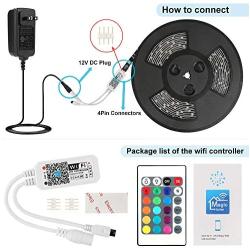 Nexlux LED Strip Lights, WiFi Wireless Smart Phone Controlled 32.8ft Waterproof Light Strip LED Kit 5050 LED Lights,Working with Android and iOS System,Alexa, Google Assistant