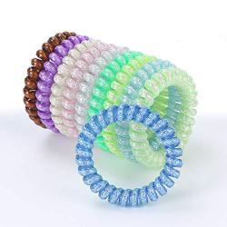 Facai Spiral Hair Ties,Colorful Coil Hair Ties No Crease Phone Cord Ties 10Pcs Waterproof Hair Coils,Hair Accessories for Women Girls(Fluorescent Color)